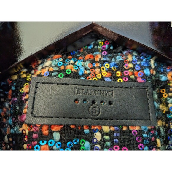 Blank NYC Women Size Small S Multicolor Rainbow Sequin Tweed Blazer Jacket - Picture 3 of 16